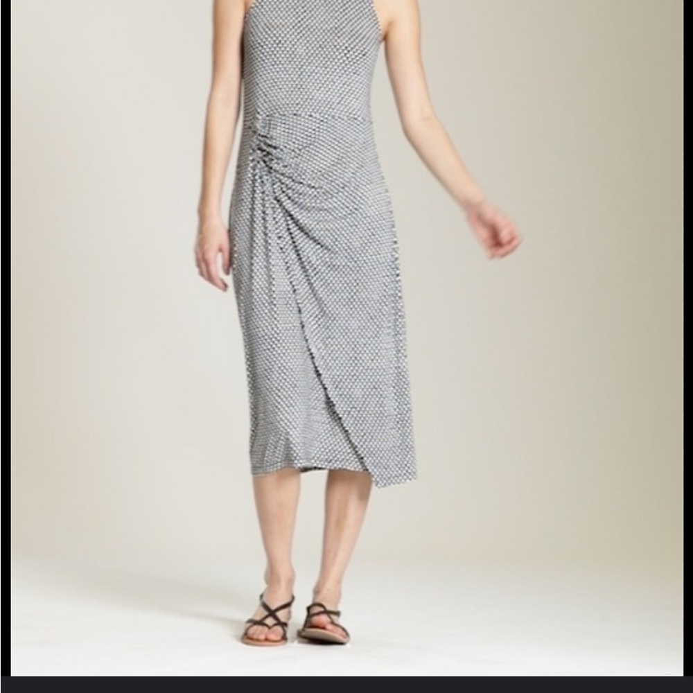 GAP Navy and White Cinched Waist Midi Dress